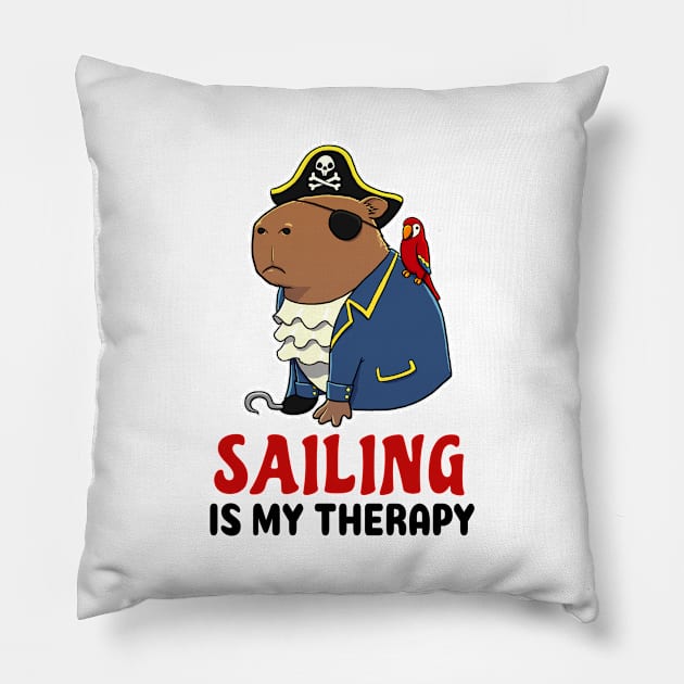 Sailing is my therapy Capybara Pirate Pillow by capydays