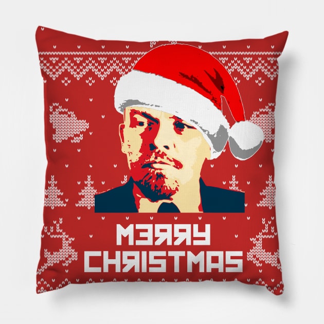 Vladimir Lenin Merry Christmas Pillow by Nerd_art