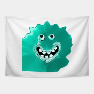 Goofy Jelly Monster Emoji Pixel Smiling Face Tapestry