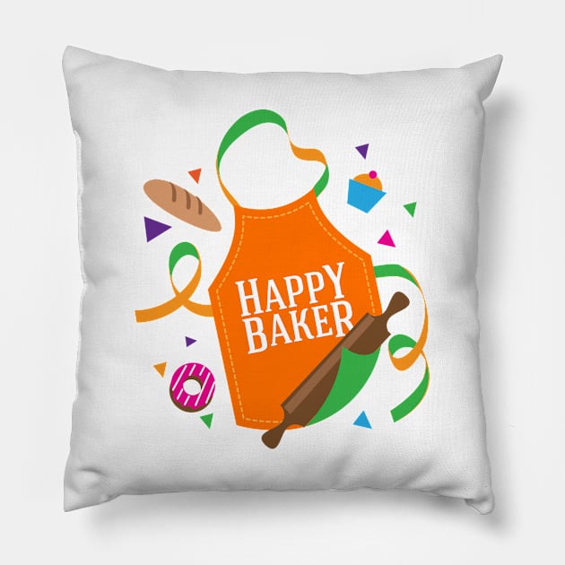 Happy Baker Apron Pillow by MplusC