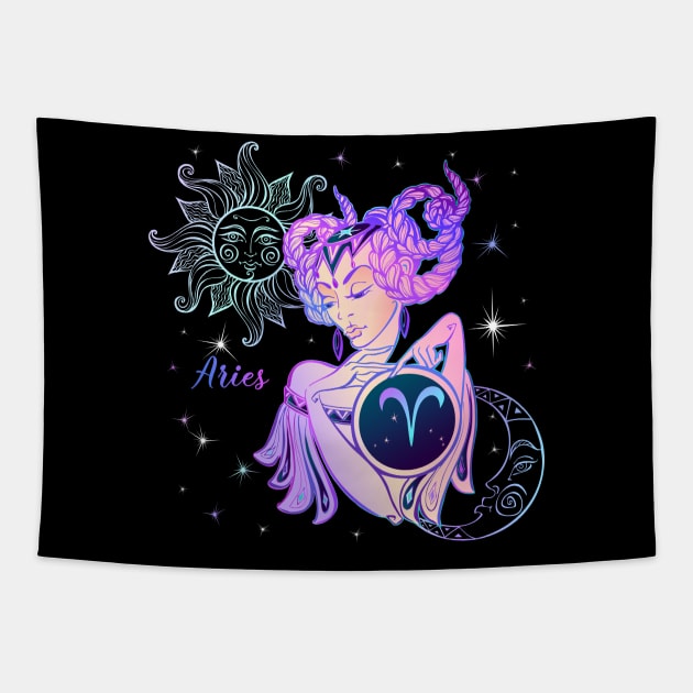 Aries Astrology Horoscope Zodiac Sign Illustration Tapestry by xena
