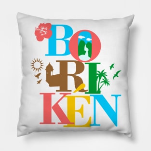 Puerto Rico Boriken Boricua Symbols Pillow