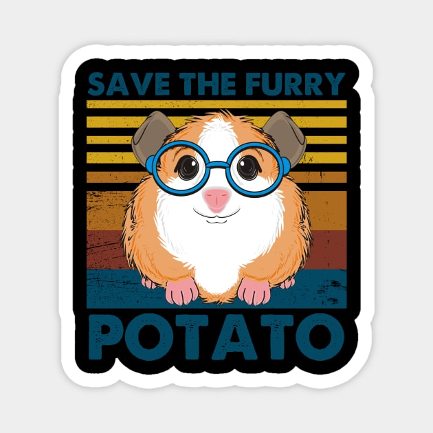 Vintage Save The Furry Potato Guinea Pigs Magnet by Rumsa