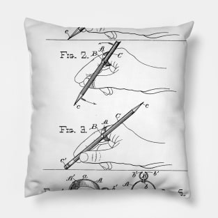 Pen or Pencil Holder Vintage Patent Hand Drawing Pillow