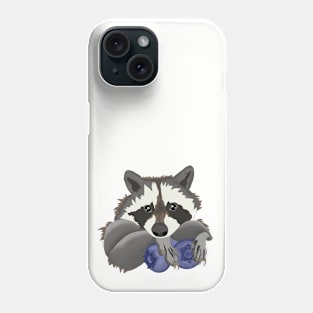 Raccoon with blueberries Phone Case