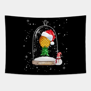 Santa Hat Swinger Upside Down Pineapple Snow Globe Winter Tapestry