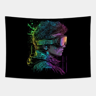 Cyberpunk VR Boy Tapestry