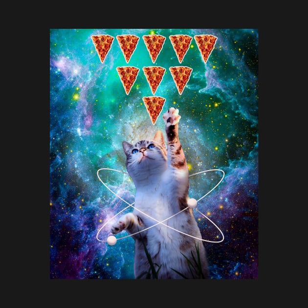 Space Galaxy Cat Eating Pizza by Random Galaxy