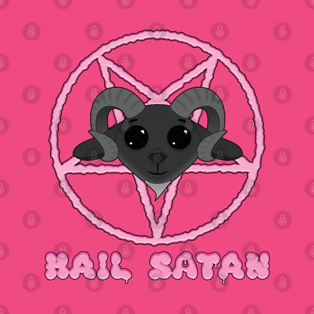 Cute Goat says Hail Satan by Strangers With T-Shirts