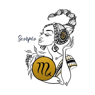Scorpio - Beautiful Girl Gold Illu Zodiac T-Shirt