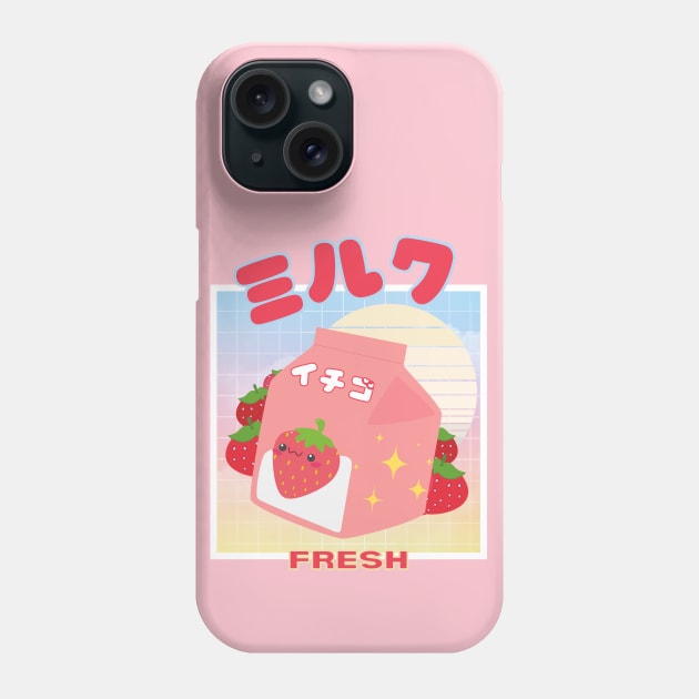 Vaporwave Kawaii Strawberry Milk Shake Phone Case by Sugoi Otaku Gifts