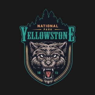 Vintage Retro Yellowstone National Park wolf T-Shirt