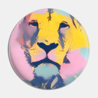 Lion Pop art remix inspired by Andy Warhol Pin