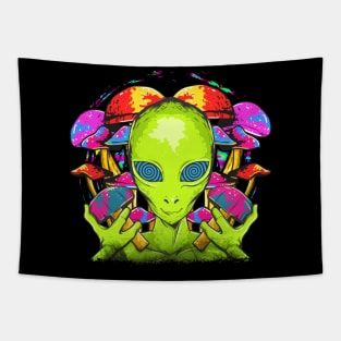 Psychedelic Alien Mushrooms Tapestry