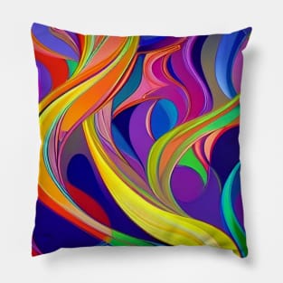 Multi-Colored Wavy Abstract Design Pillow