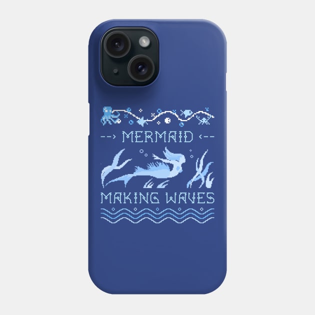 Mermaid Making Waves with Sea Creatures Phone Case by Alaskan Skald