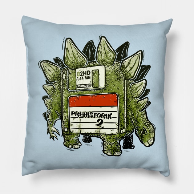 Prehistoric diskette Pillow by raxarts