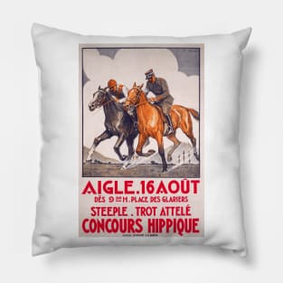 Horse Show, Aigle, Switzerland - Vintage Poster Art Pillow