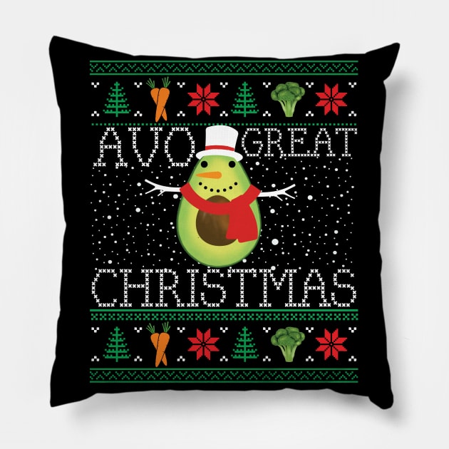 Christmas Vegan Avocado Vegetarian Ugly Christmas Xmas Pillow by mrsmitful01