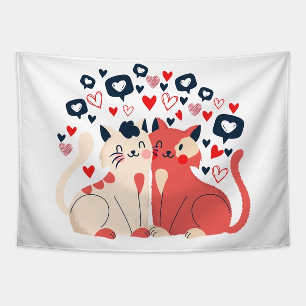 Valentine Cat Tapestry by ArtRoute02