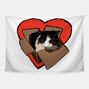 Box Cat Heart Tapestry