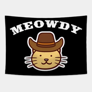 "Meowdy" Cowboy Cat Tapestry