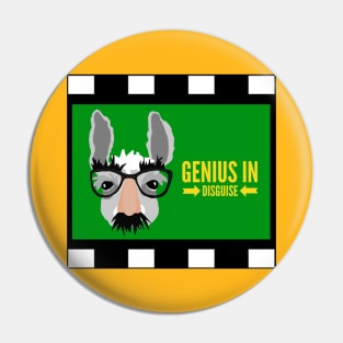 Llama in Fake Nose Mustache and Glasses Genius in Disguise Pin