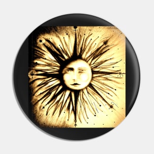 op art sun face astrology stars deco man in moon art Pin