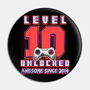 10th Birthday Gamer 10 Year Old Bday Boy Ten Son Pin