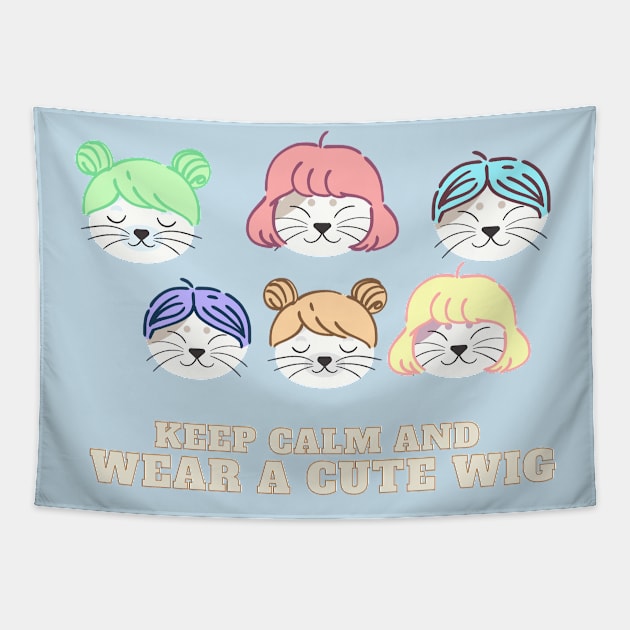 CUTE CATS WITH WIGS Tapestry by HAVE SOME FUN