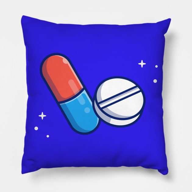 Pill And Tablet Cartoon Pillow by Catalyst Labs