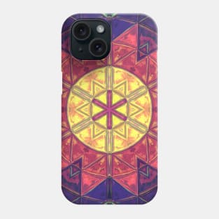 Mosaic Kaleidoscope Flower Yellow Pink and Purple Phone Case