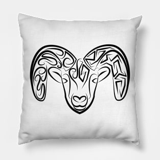 Black and White Tribal Goat / Sheep Pillow