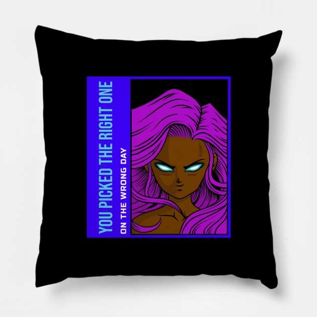 Pink Hair Anime Respect Black Women Afro Boss Manga Storm Hero Star Fire Pillow by Created by JR