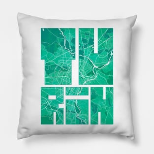 Turin, Italy, City Map Typography - Watercolor Pillow