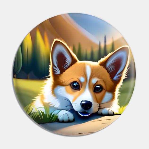 Corgi sun bathing Pin by Xinoni