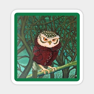 Owl in the Forest with a Sweater Magnet