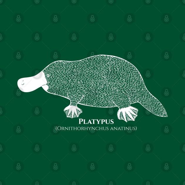 Platypus with Common and Latin Names - dark colors by Green Paladin