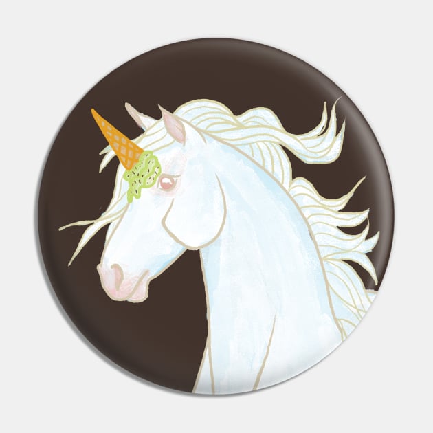 Unicorn Horse Ice Cream Masquerade Pin by BlackBunnyDesignStudio