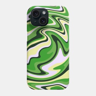 Colorful Liquid Warp Abstract Swirl - Green and Yellow Phone Case