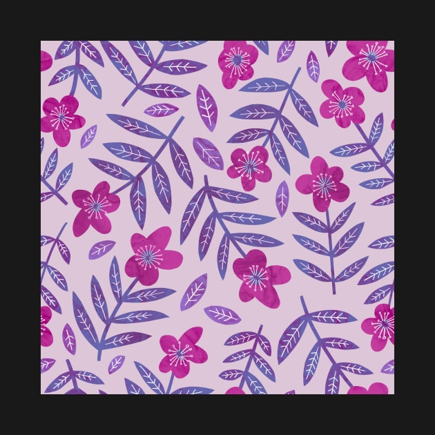 Pink and purple very peri flowers by Kimmygowland