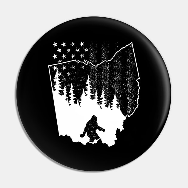 Ohio Bigfoot American Flag Pin by Tesszero