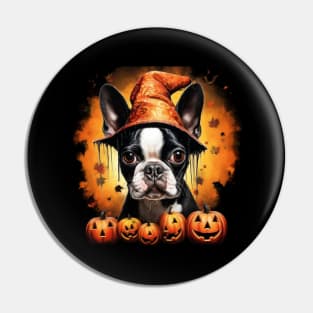 Halloween Boston terrier in Hat Pin