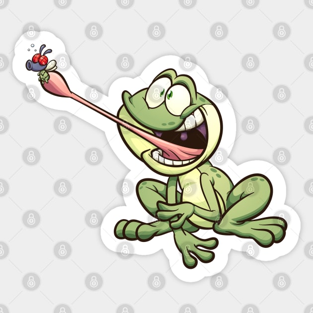 Sticker Frog With Fly 