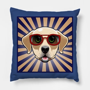 Red Sunglasses Golden Retriever Puppy Pillow