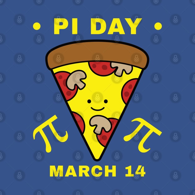 Pi Day March 14 Kawaii Pizza Slice by DPattonPD