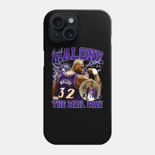 Karl Malone The Mail Man Basketball Legend Signature Vintage Retro 80s 90s Bootleg Rap Style Phone Case by CarDE