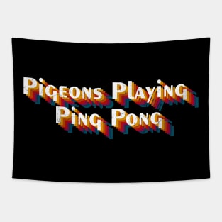 retro vintage Pigeons Playing Ping Pong Tapestry