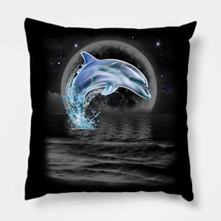 Dolphin Dancing in Moonlight Pillow