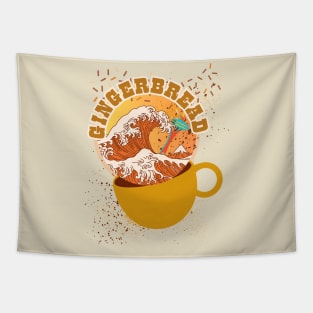 Gingerbread Spice. Cascadia Great Wave of Holiday Coffee Style Tapestry